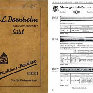 G.C. Dornheim Munitions 1933 Preislieste Catalog