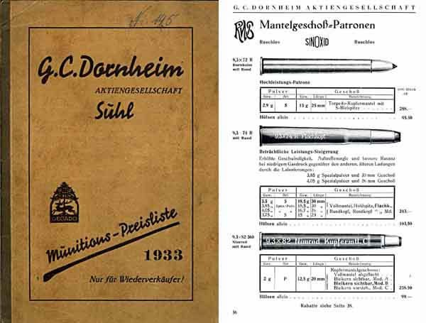 G.C. Dornheim Munitions 1933 Preislieste Catalog - GB-img-0