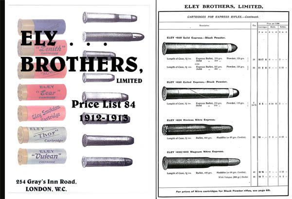 Eley 1912-1913 Brothers Ltd. Gun, Pistol & Rifle Ammo Catalog - GB ...