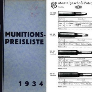 G.C. Dornheim 1934 Munitions Preisliste
