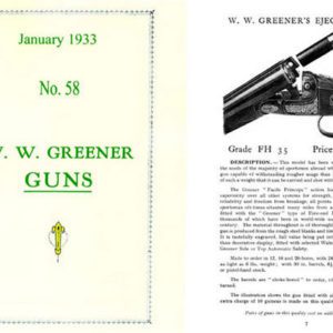 WW Greener 1933 Gun & Access Catalogue # 58 January