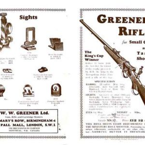 WW Greener 1924 Circa Small Game and Target Rifles Catalog