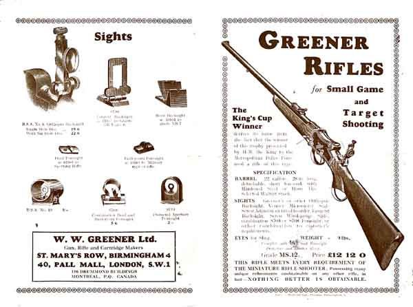 WW Greener 1924  Small Game and Target Rifles Catalog - GB-img-0