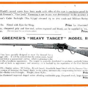 WW Greener 1925 Circa Heavy Target and Miniature Club Rifles Catalog
