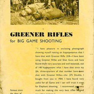 WW Greener 1932 Circa Big Game Rifles Catalog