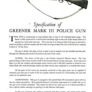 WW Greener 1936 Circa Police Gun MK III Pamphlet