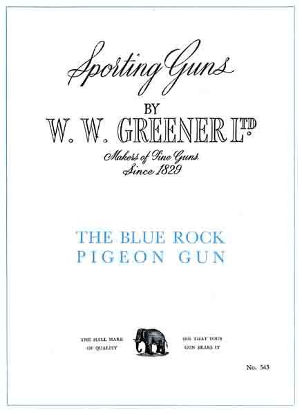 WW Greener 1950  Blue Pigeon Gun Catalog - GB-img-0