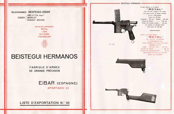 Beistegui Hermanos 1933  Liste d'Exporation, Eibar, Spain - GB-img-0