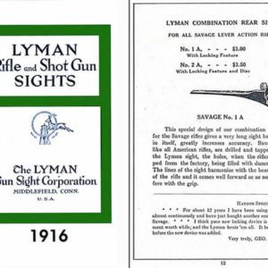 Lyman 1916 Sights Catalog