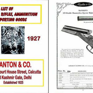 Manton 1927 Firearms and Ammunition Catalog (Calcutta, India)