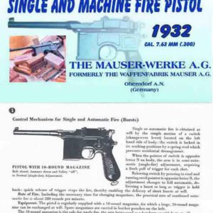 Mauser 1932 c96 Automatic Single and Machine-Fire Pistol Catalog & Manual