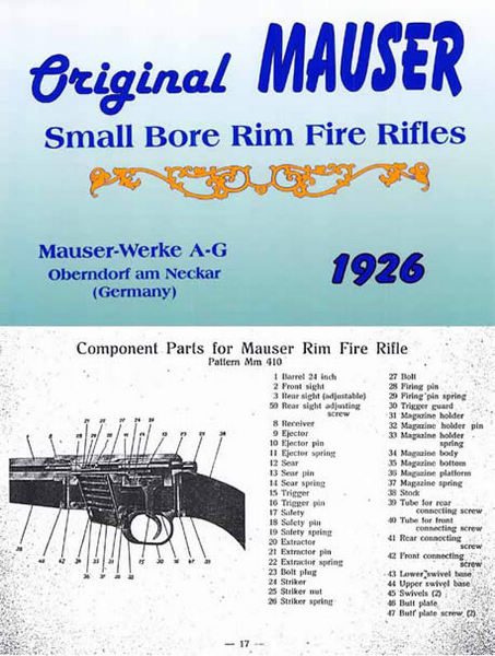 Mauser 1926 Original Small Bore Rim Fire Rifles Catalog - GB-img-0
