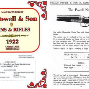 William Powell Guns and Rifles 1922 Carrs Lane, Birmingham, England