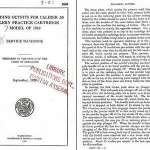 Reloading the Gallery Practice Rifle .30s - Model of 1919- Manual