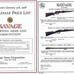 Savage 1928 Sporting Arms- January Wholesale Price Catalog