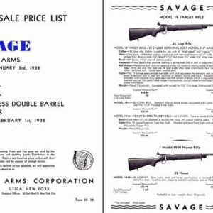 Savage 1938 Sporting Arms & Fox Double Barrels Shotguns Catalog