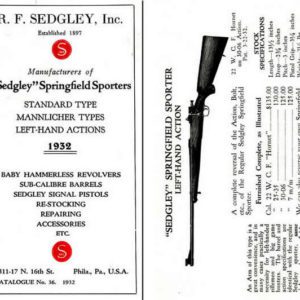Sedgley 1932 Custom Guns Handbook and Gun Catalog #36 (Phil., PA)
