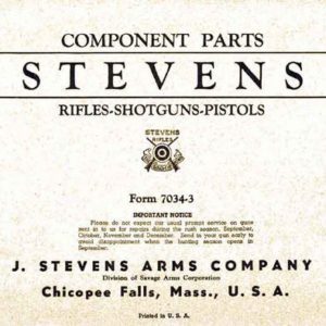 Stevens 1940 Circa Rifle Shotgun Pistol Component Part Catalog