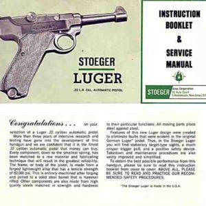 Stoeger Luger .22 Manual c1969