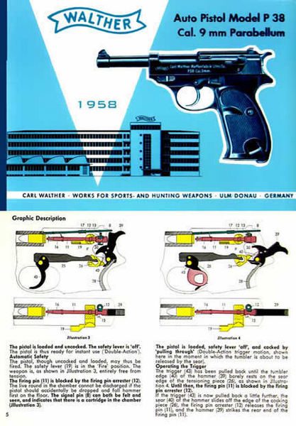 Walther 1958  Auto Pistol Model P 38 Illustrated Manual - GB-img-0