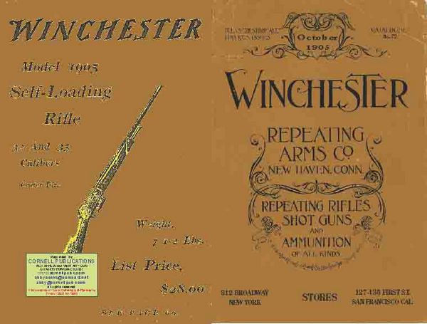 Winchester 1905 Oct Rifle, Shotgun & Ammunition Catalog No 72 - Cornell ...