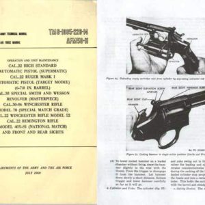 Handguns & Rifles- Hi Std, Rem 40x-si, Ruger MK1, S&W k-38, Win m52, Win M70- U.S. Army-1959- Manual