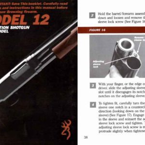 Browning 1990 (circa) Model 12 Pump Shotgun 20 GA Manual