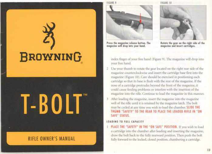 Browning T-Bolt .22 Rifle Post-1974 Owner's Manual - GB-img-0