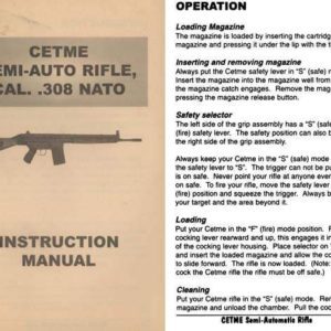 Cetme Semi-Auto Rifle Cal .308 NATO Manual