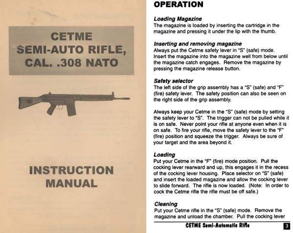 Cetme Semi-Auto Rifle Cal .308 NATO Manual - GB-img-0