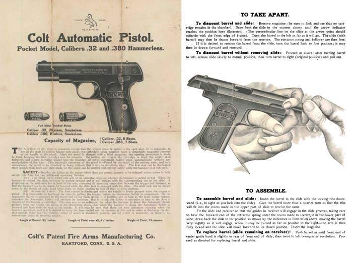 Colt 1925 () Automatic Pistol .32 and .380 Manual - GB-img-0