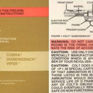 Colt 1984 Agent, Cobra, Viper, Detective Spl, Diamondback etc. Manual