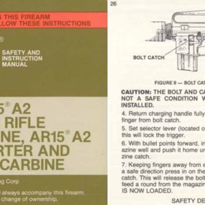 Colt 1985 AR-15 A2 Sporter II, HBAR & 9mm Rifle & Carbine Manual