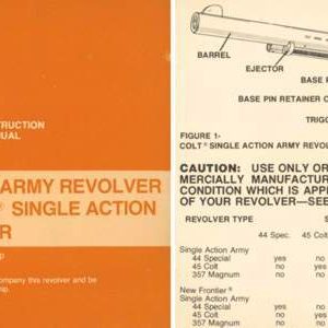 Colt 1978 Single Action Army Revolver, New Frontier SAA Revolver Manual