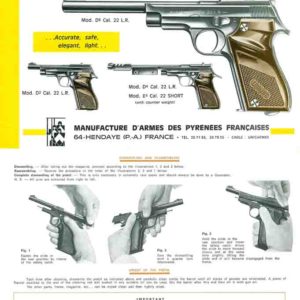 Unique Model D-E Pistols-Manufacture dâ€™Armes des Pyrennes- Manual