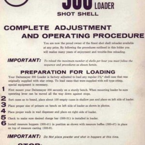 Deitemeyer 300 Shotshell Reloader Tool Manual