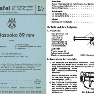 Die Bazooka 89mm 1960 Circa German Manual