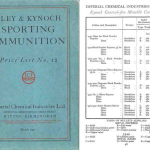 Kynoch 1931 Eley, Curtis's Harvey, Nobel (ICI) Ammunition Catalog
