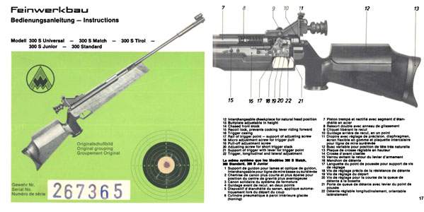 Feinwerkbau Modell 300 S etc Air Rifle Manual - GB-img-0