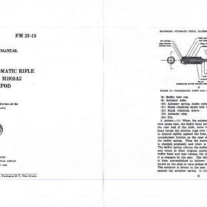 FM 23-15 1940 Browning Automatic Rifle Cal .30 M1918A2 w/Bipod- Manual