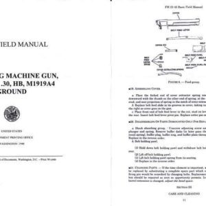 FM 23-45 1940 Browning Machine Gun Cal .30 HB M1919A4 Ground Basic Field Manual