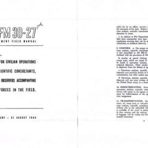 FM 30-27 1944 Regs for Civilians Accompanying US Forces in the Field