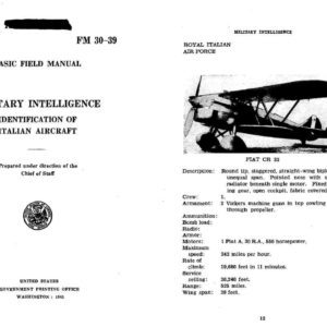 FM 30-39 1941 Identification of Italian Aircraft