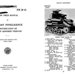 FM 30-41 1941 Identification of British Armored Vehicles
