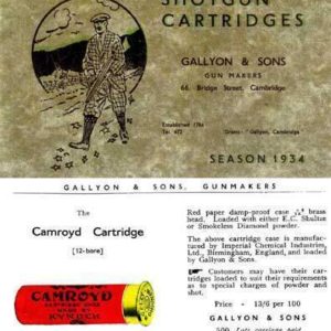 Gallyon Ammunition Catalog (UK) 1934