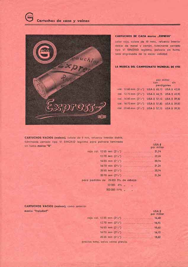 GECO 1952 Ammunition Flyer (Spanish Text) - GB-img-0