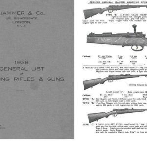Hammer and Co. 1926 Sporting Rifles and Guns Catalog, London