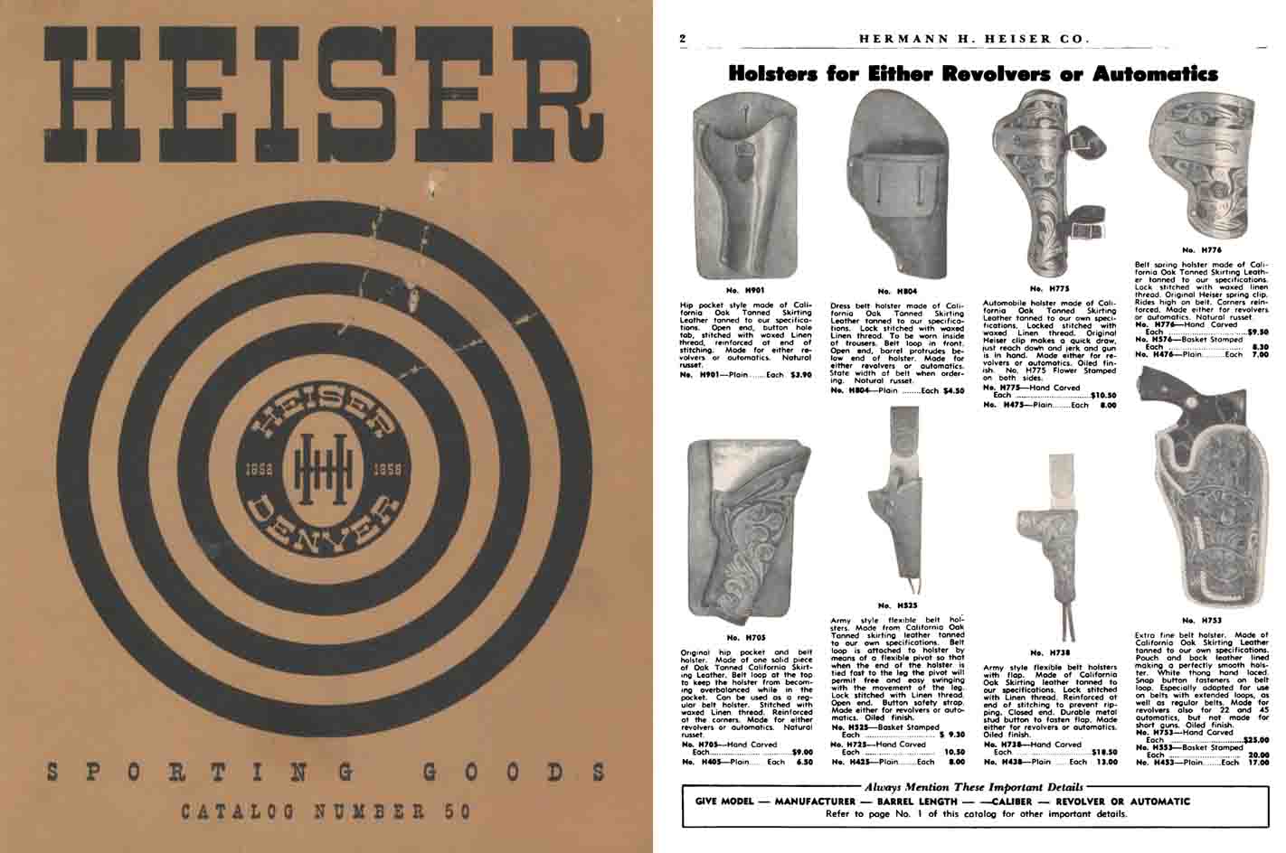 Heiser Gun Holsters and Sporting Goods Catalog #50 (Colorado) - GB-img-0