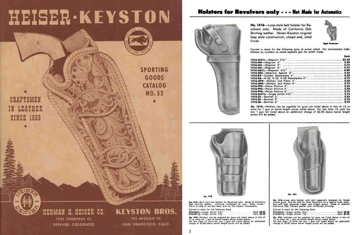 Heiser-Keyston 1952 Gun Holsters and Sporting Goods Catalog #52 - GB-img-0