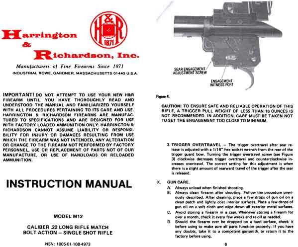 Harrington & Richardson M12 .22 LR Match Bolt Action Rifle- Manl - GB-img-0